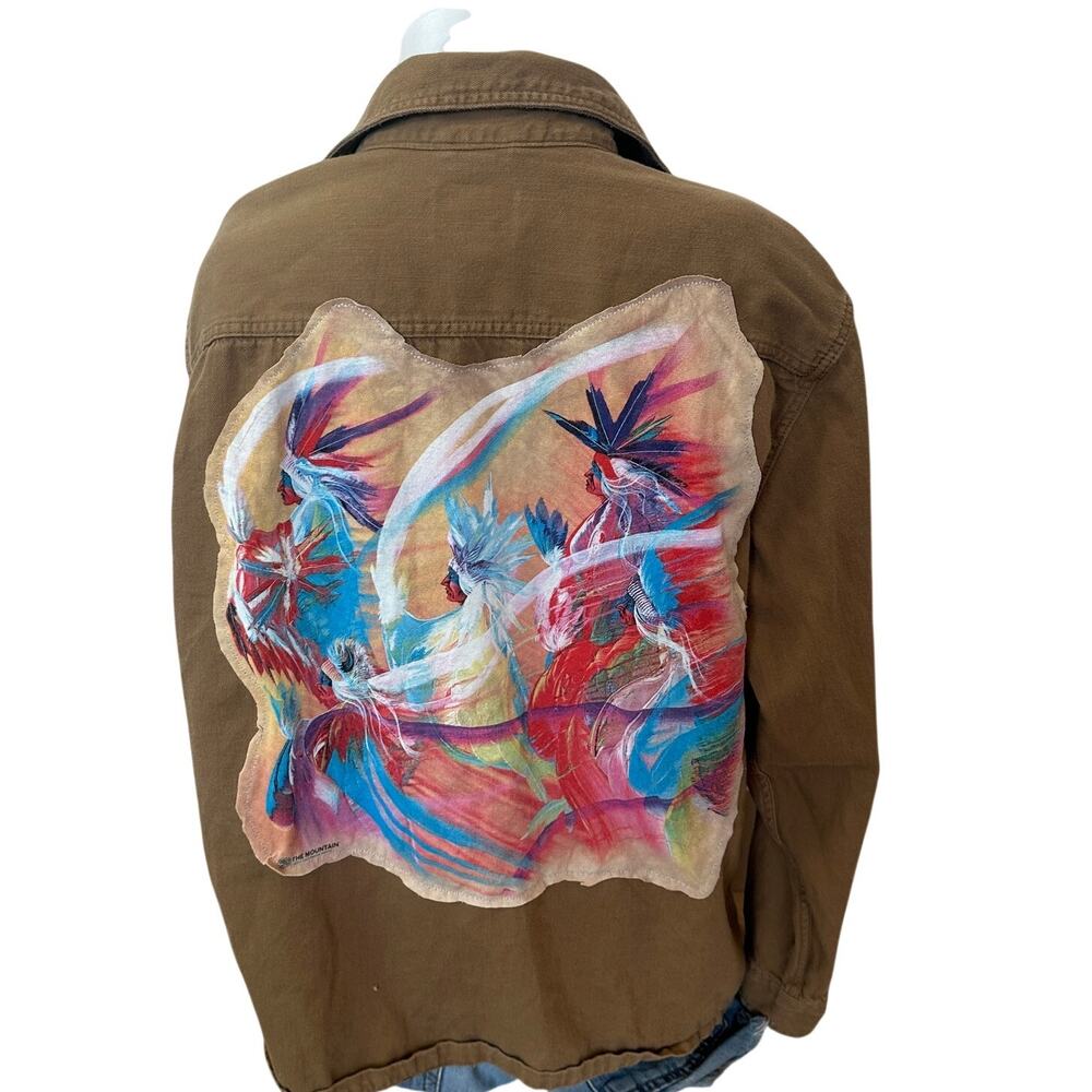 Native American Warriors Watercolor Flannel Shirt XL Oversize Unique Button Down